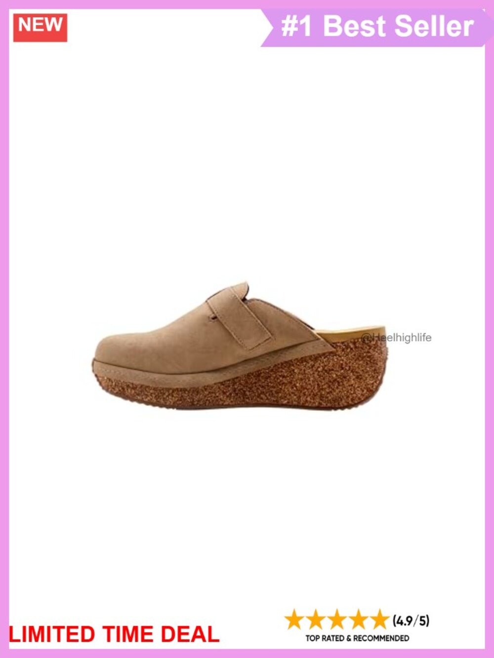 Womens Thayer Cork Wedge Clog Mules Faux Leather Slip-On Casual Shoes